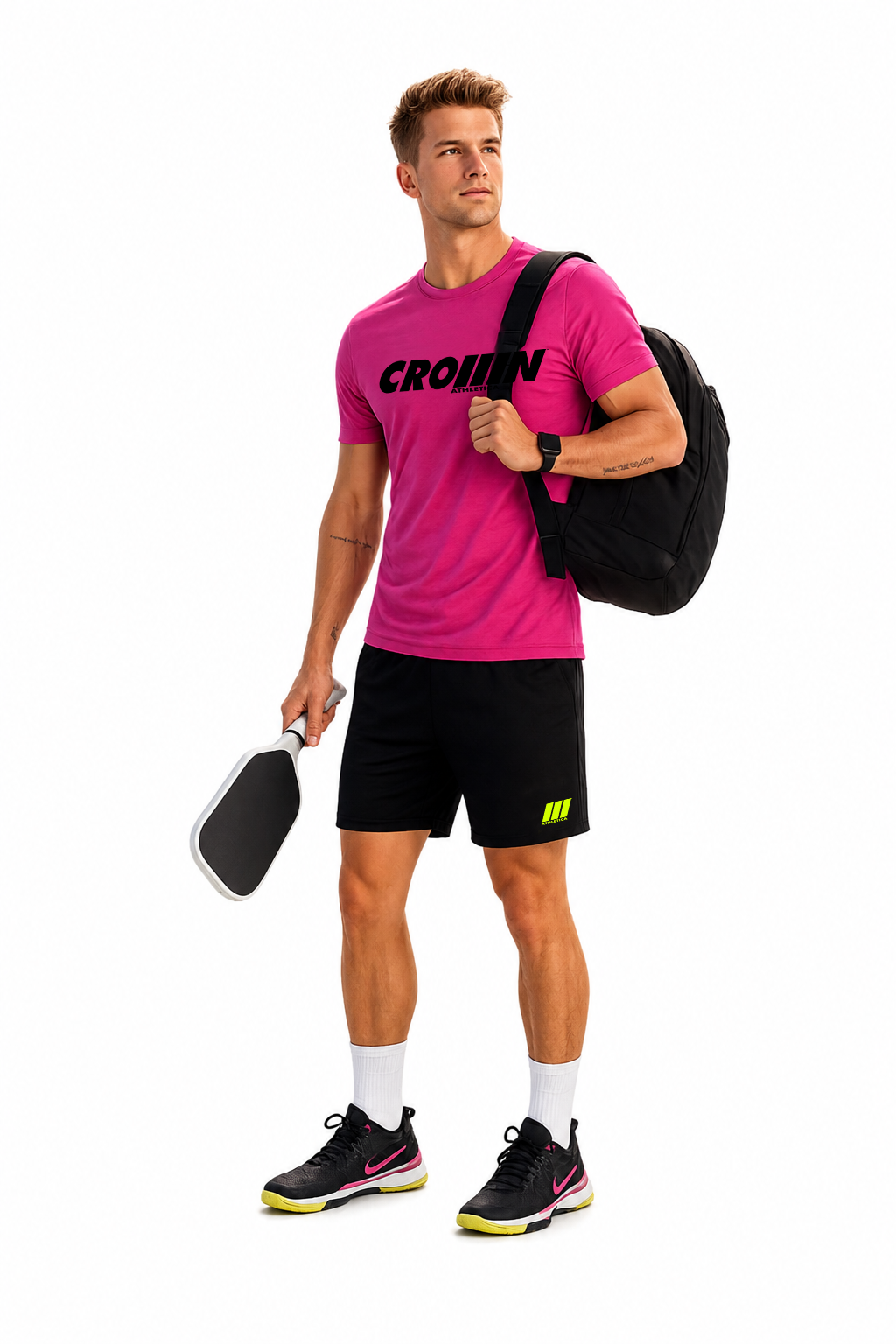 CROWN ATHLETICA /// Cross-chest Logo Shirt (PINK)
