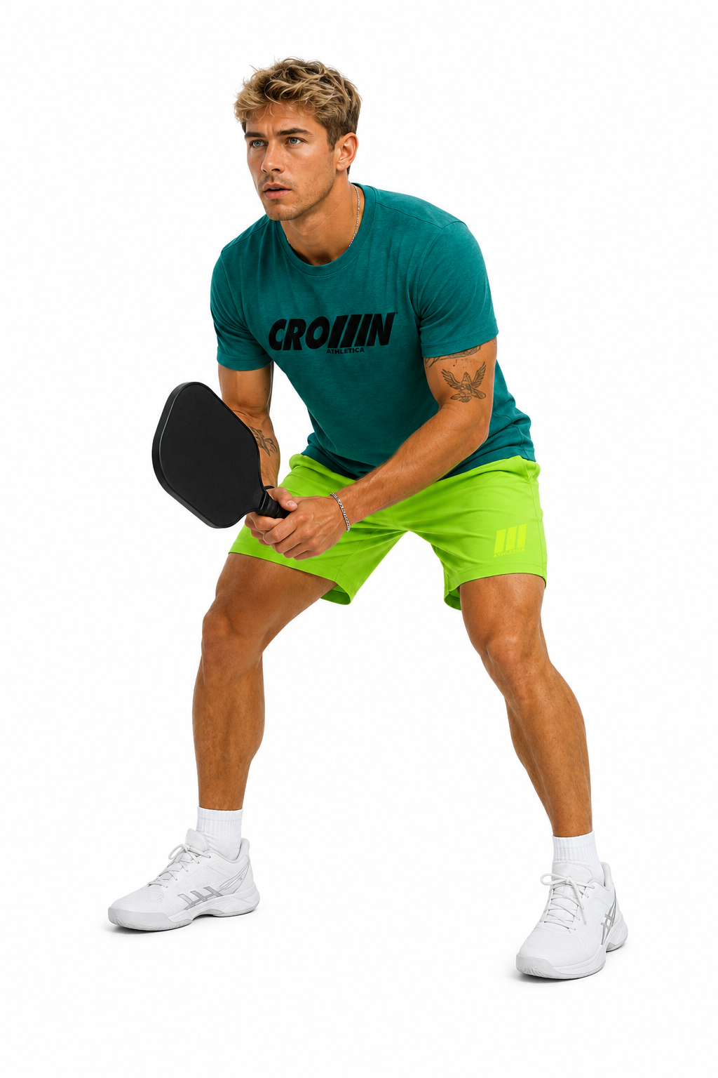 CROWN ATHLETICA /// Cross-chest Logo Shirt (GREEN)