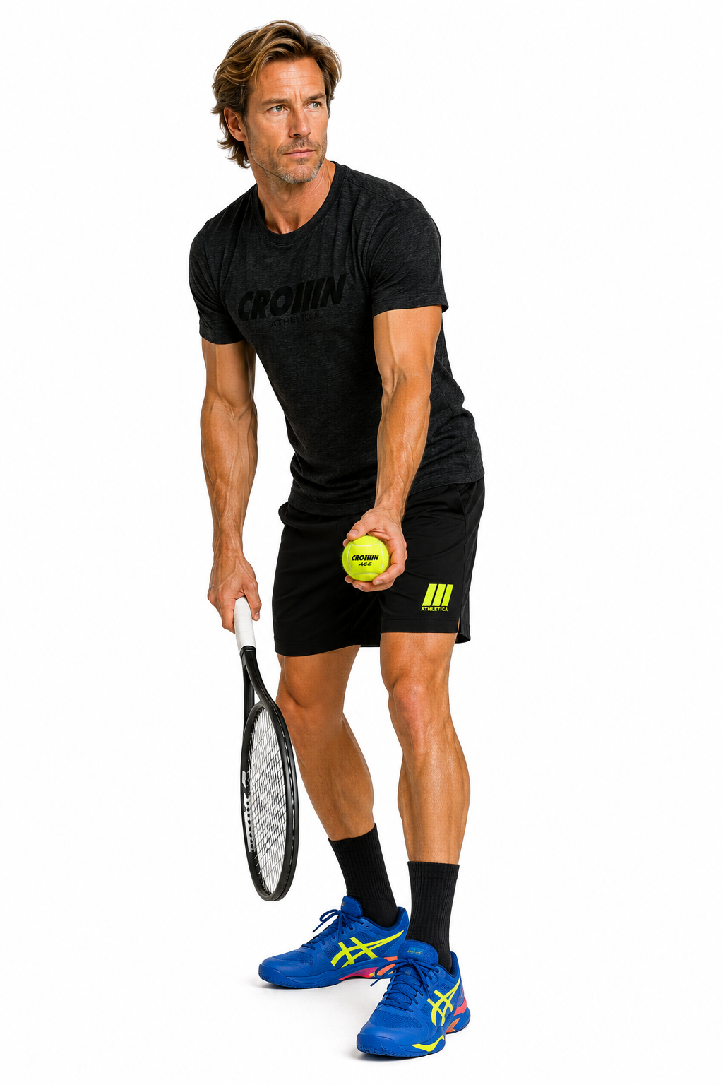 CROWN ATHLETICA /// Cross-chest Logo Shirt (CHARCOL)