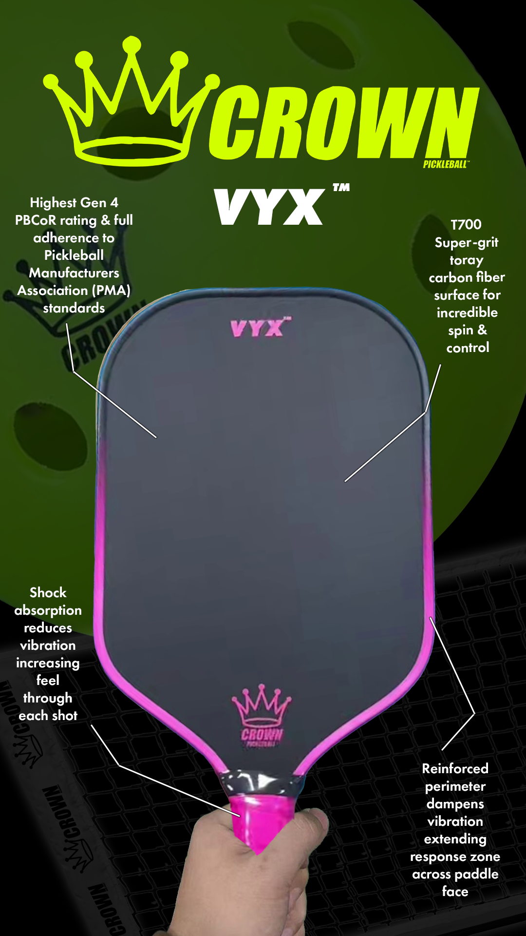 CROWN PICKLEBALL - VYX™ Pickleball Paddle (PURPLE)